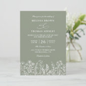 Invitation Sage Green Wildflower Boho Budget QR Code Wedding (Debout devant)