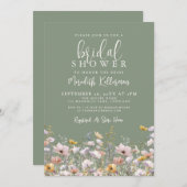 Invitation Sage Green Wildflower Bridal Shower (Devant / Derrière)