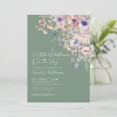 Invitation Sage Green Wildflower Floral Baby Shower (Debout devant)