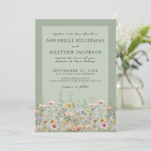 Invitation Sage Green Wildflower Watercolor Floral Wedding (Debout devant)
