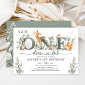 Invitation Sage Green Woodland Un adorable 1er anniversaire g