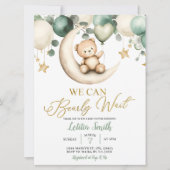 Invitation Sage Greenery Bearly Wait Fête de Bébé Neutre (Devant)