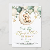 Invitation Sage Greenery Beary Premier Anniversaire (Devant)