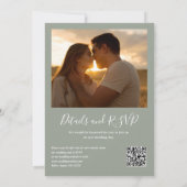Invitation Sage Greenery Chaîne Lights QR Code Mariage photo (Dos)