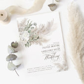 Invitation Sage Greenery Fleurs blanches Pampas Grass Mariage