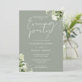 Invitation Sage Greenery Floral Photo Mariage Soirée (Debout devant)