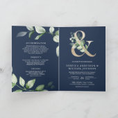 Invitation Sage Greenery Gold Esperluette QR Code Mariage Nav (Intérieur)