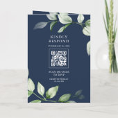 Invitation Sage Greenery Gold Esperluette QR Code Mariage Nav (Dos)