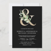 Invitation Sage Greenery or Ampersand noir Mariage (Devant)