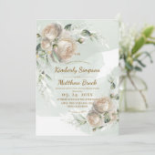 Invitation Sage Greenery Rose Wedding (Debout devant)