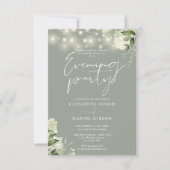 Invitation Sage Greenery String Lights Mariage Soirée (Devant)