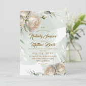 Invitation Sage Greenery White Rose Wedding (Debout devant)