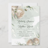 Invitation Sage Greenery White Rose Wedding (Devant)