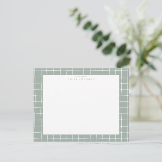 Invitation Sage Grid Frame Note Card (Debout devant)