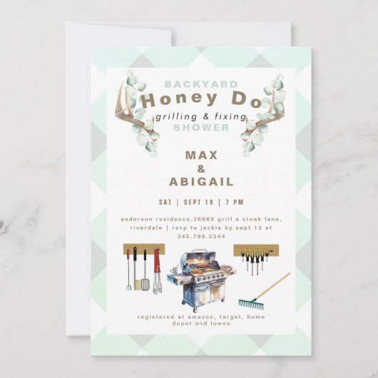 Invitation Sage Grilling & Fixing Bois de Cerf Cadeaux de Cou (Devant)