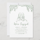 Invitation Sage Hand Drawn Cheers Toast Whimsical Engagement (Devant)