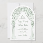 Invitation Sage Hand Drawn Floral Arch Whimsical Wedding (Devant)