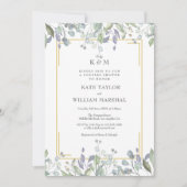 Invitation Sage Lilac Floral Monogramme Mariage Couples Douch (Devant)