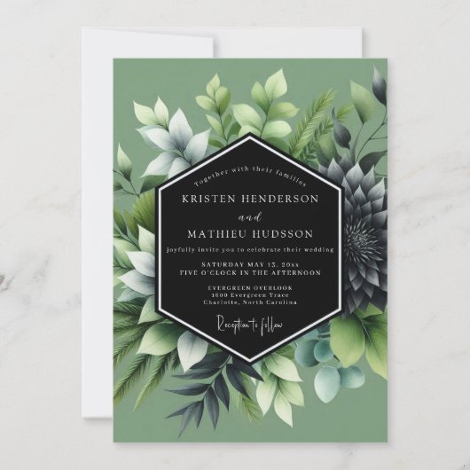 Invitation Sage Lush Succulent Wedding (Devant)