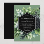 Invitation Sage Lush Succulent Wedding (Devant / Derrière)