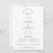 Invitation Sage Luxury Initials Floral Red Shades Round Photo (Dos)