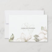 Invitation Sage Magnolias Élégante Réponse de mariage (Dos)