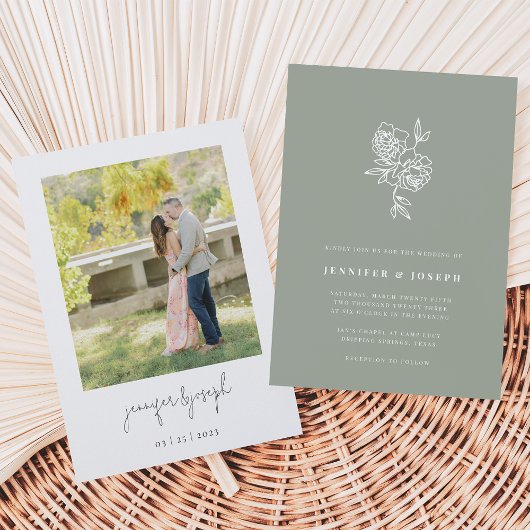 Invitation Sage | Mariage de photos florales du jardin