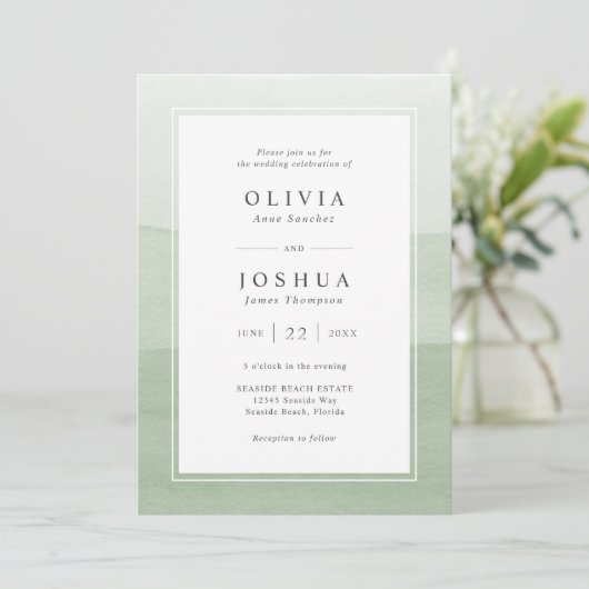 Invitation Sage Mariage moderne tout en un (Debout devant)