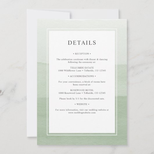 Invitation Sage Mariage moderne tout en un (Dos)