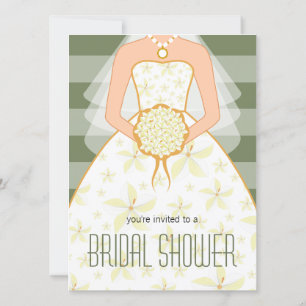 Invitation Sage Mariage Robe moderne douche nuptiale Invitati