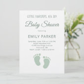 Invitation Sage Minimal Petits Pas Baby Shower (Debout devant)