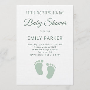 Invitation Sage Minimal Petits Pas Baby Shower