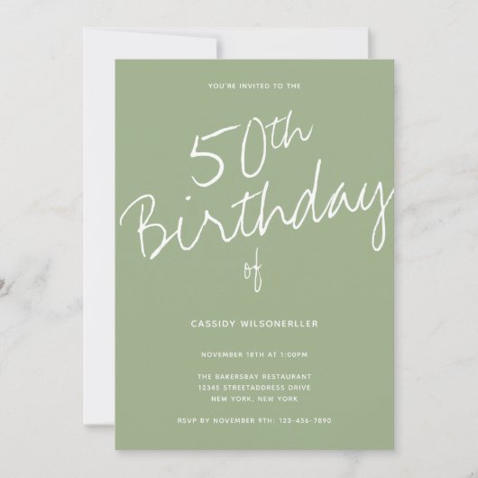 Invitation Sage minimaliste 50e anniversaire (Devant)