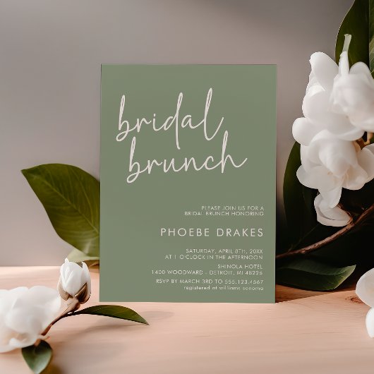 Invitation Sage Minimaliste Script Bridal Brunch