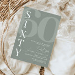 Invitation Sage minimaliste Soixante 60e fête d'anniversaire<br><div class="desc">Cette invitation minimaliste à la fête du 30ème anniversaire de typographie est parfaite pour une fête d'anniversaire moderne. Le design simple présente une police blanche classique sur un arrière - plan sage. Personnalisable dans n'importe quelle couleur. Gardez le design minimal et élégant, en l'état, ou personnalisez-le en ajoutant vos propres...</div>