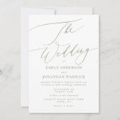Invitation Sage minimaliste vert et blanc Mariage simple (Devant)