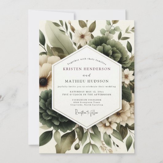 Invitation Sage Misted Foliage Wedding (Devant)