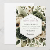 Invitation Sage Misted Foliage Wedding (Devant / Derrière)