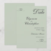 Invitation Sage Moderne Chic Mariage Épargne La Date (Devant / Derrière)