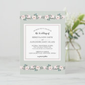 Invitation Sage moderne et Blush rose Floral Wedding Inviter (Debout devant)
