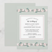 Invitation Sage moderne et Blush rose Floral Wedding Inviter (Devant / Derrière)