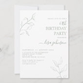 Invitation Sage moderne Green Script Botanique 60e anniversai (Devant)