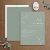 Invitation Sage moderne Green Script Mariage Botanique Invita