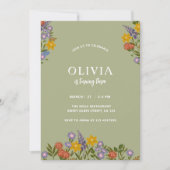 Invitation Sage moderne Vert Anniversaire Floral Élégant Vert (Devant)