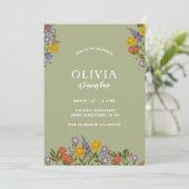 Invitation Sage moderne Vert Anniversaire Floral Élégant Vert (Debout devant)