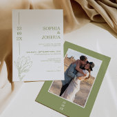 Invitation Sage moderne Vert Date Line Photo Mariage Floral