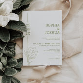 Invitation Sage moderne Vert Date Line Photo Mariage Floral