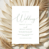 Invitation Sage moderne Vert et blanc Élégant Mariage de scri