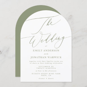 Invitation Sage moderne Vert et blanc Mariage Arche simple