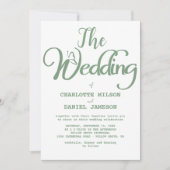 Invitation Sage moderne Vert et blanc Mariage simple (Devant)